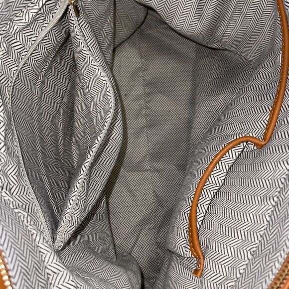 Designer Womens Vegan Leather Tote Saddle Shoulder Handbag Camel Tan Large - Picture 6 of 9